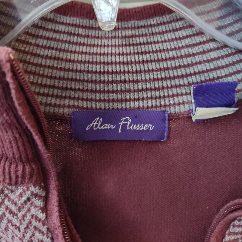 Alan Flusser‎ Mens Size L Quarter Zip Pullover Sweater
